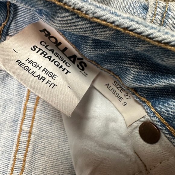 Rolla's Classic Straight Regular Fit Denim Jeans Light Wash Distressed Size  27 - Picture 4 of 8
